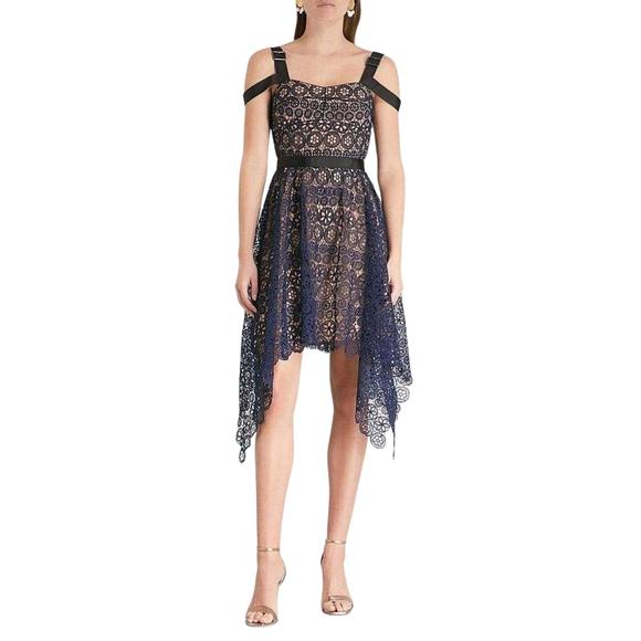 Self-Portrait - Asymmetric Circle Floral Lace Dress - UK 10 - Picture 2 of 5